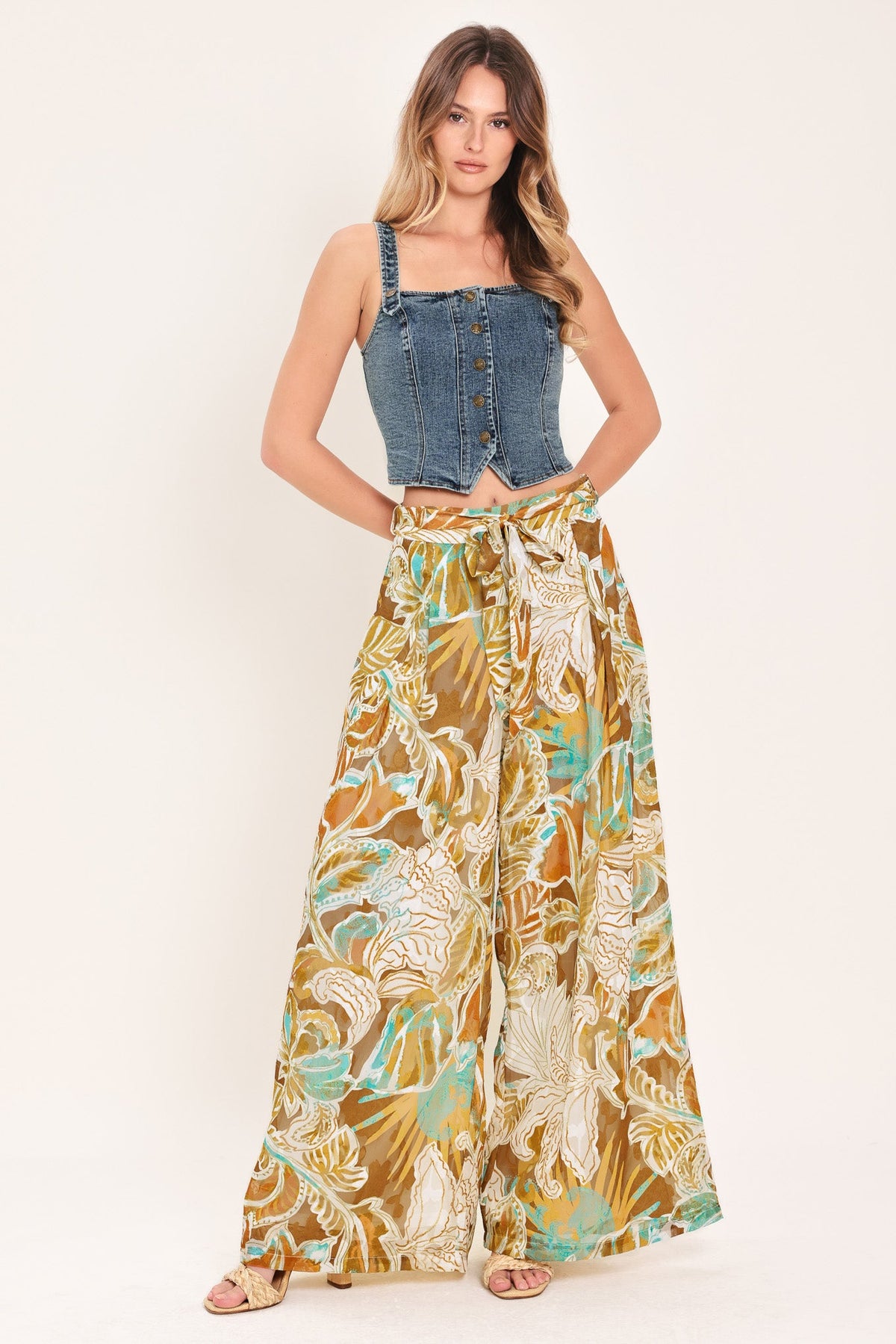 Vintage Blue Buttoned Up Denim Crop Top