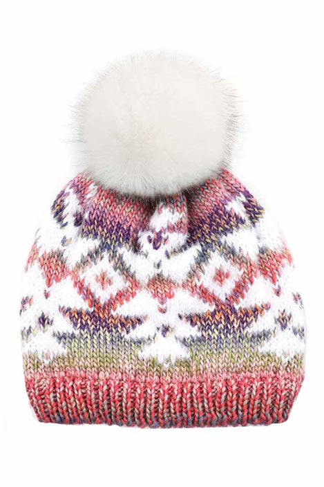 Multi Yarn Aztec C.C. Beanie Hat