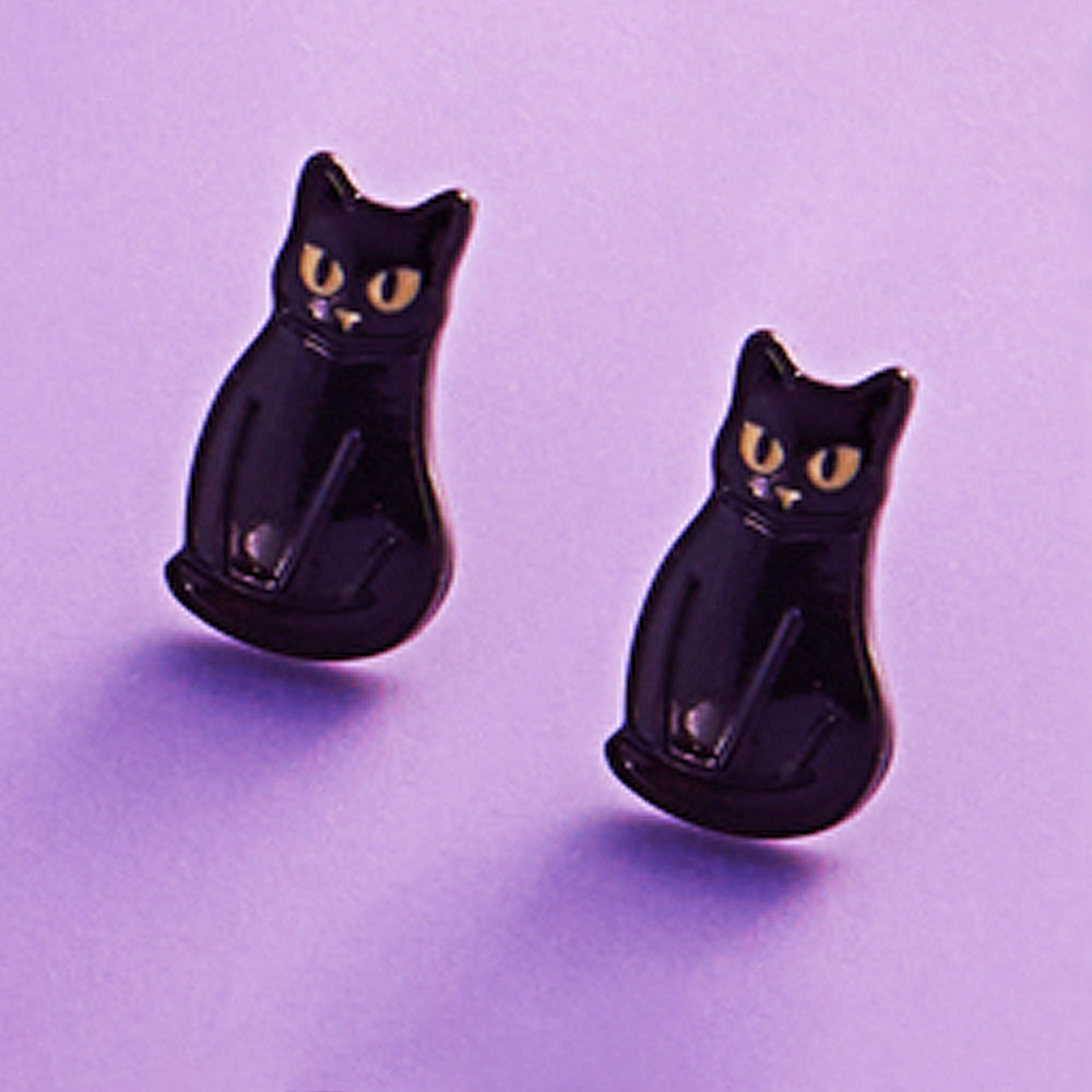 Black Cat Halloween Stud Earrings