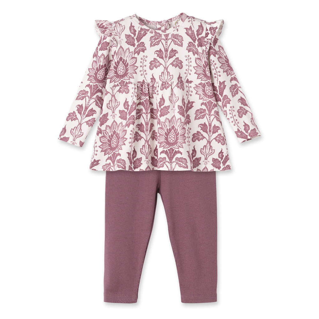 Floral Tapestry Baby Girl Set-Bamboo Top & Cotton Pants by Tesa Baby