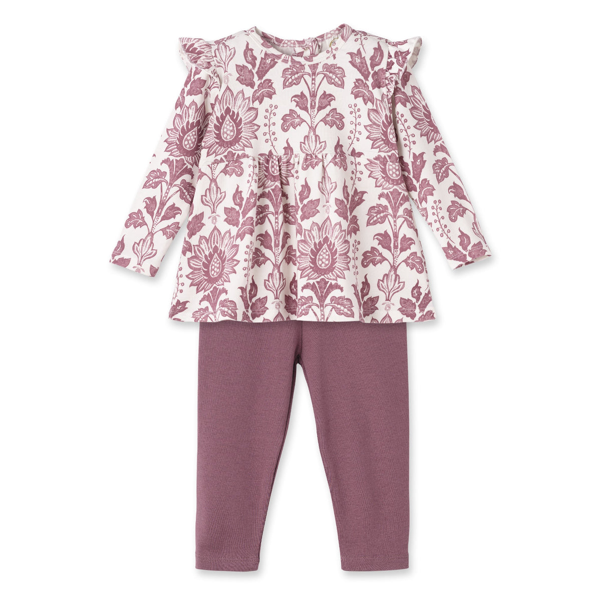 Floral Tapestry Baby Girl Set-Bamboo Top & Cotton Pants by Tesa Baby