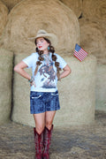 The Bandana Print Denim Shorts
