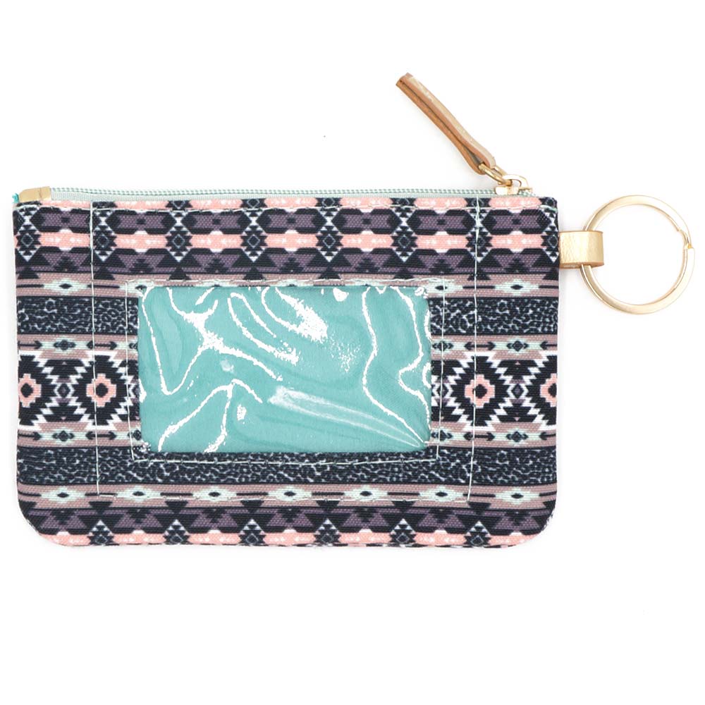 Boho Aztec Patterned ID Wallet Detachable Lanyard
