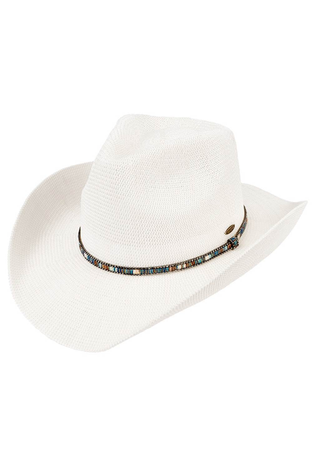 Multi Colored Trim Band C.C Knitted Cowboy Hat