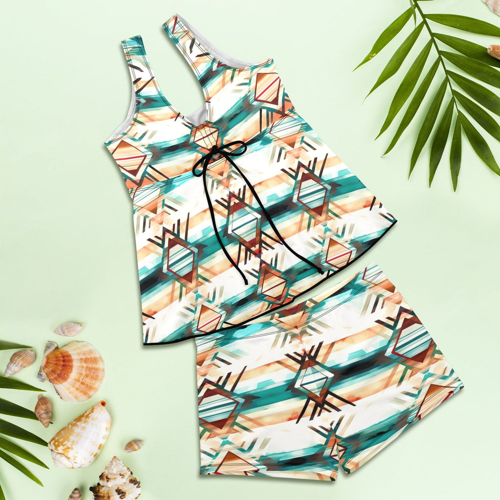 Diamond Aztec Tankini Boy Shorts Swim Set by Baha Ranch