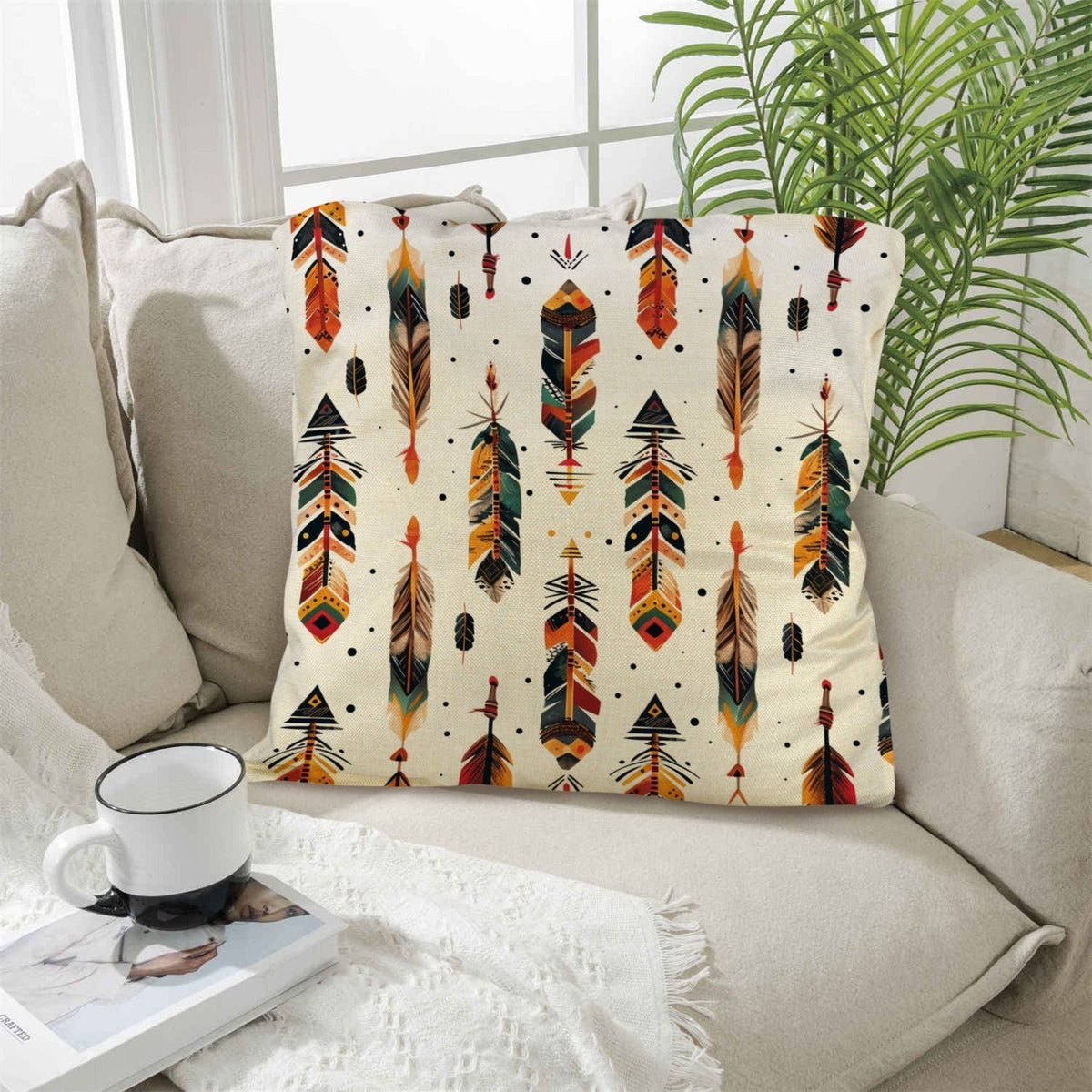 Aztec Feathers Pillow Case