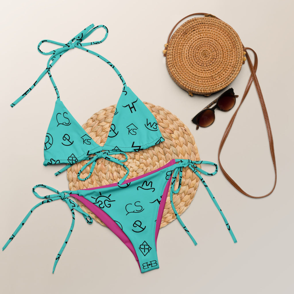 Turquoise Cattle Brands String Bikini by Baha Ranch