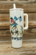 American Cowgirl Riding Horse 40oz Tumbler (Patriotic Western)