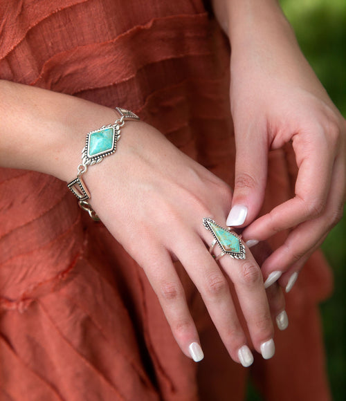 Anemone Blue Turquoise & Sterling Silver Statement Ring