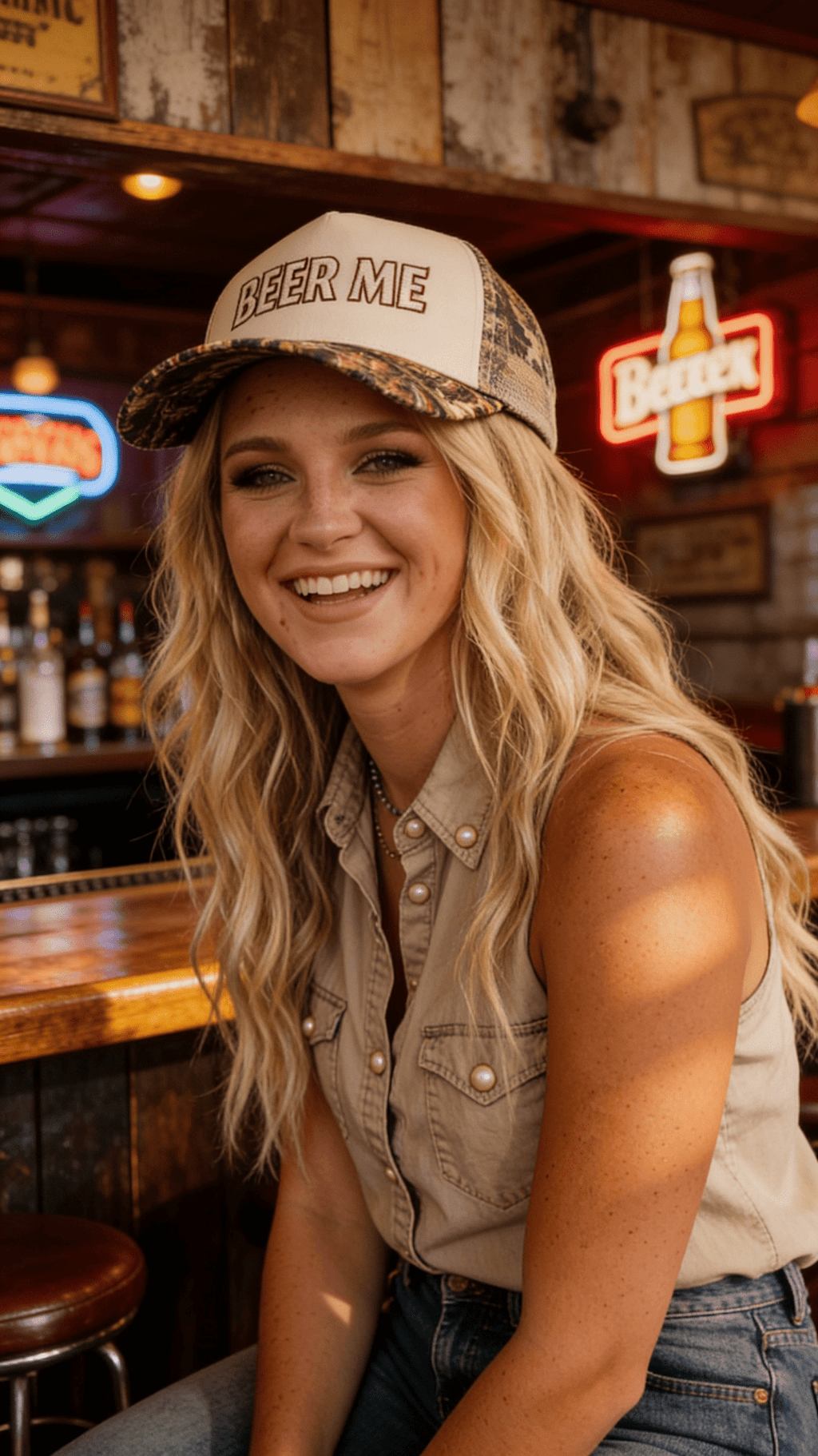 Beer Me Embroidered Trucker Hat — Leopard or Camo with Adjustable Strap & Breathable Mesh