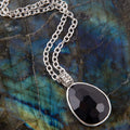 Black Onyx & Sterling Silver Teardrop Pendant Necklace