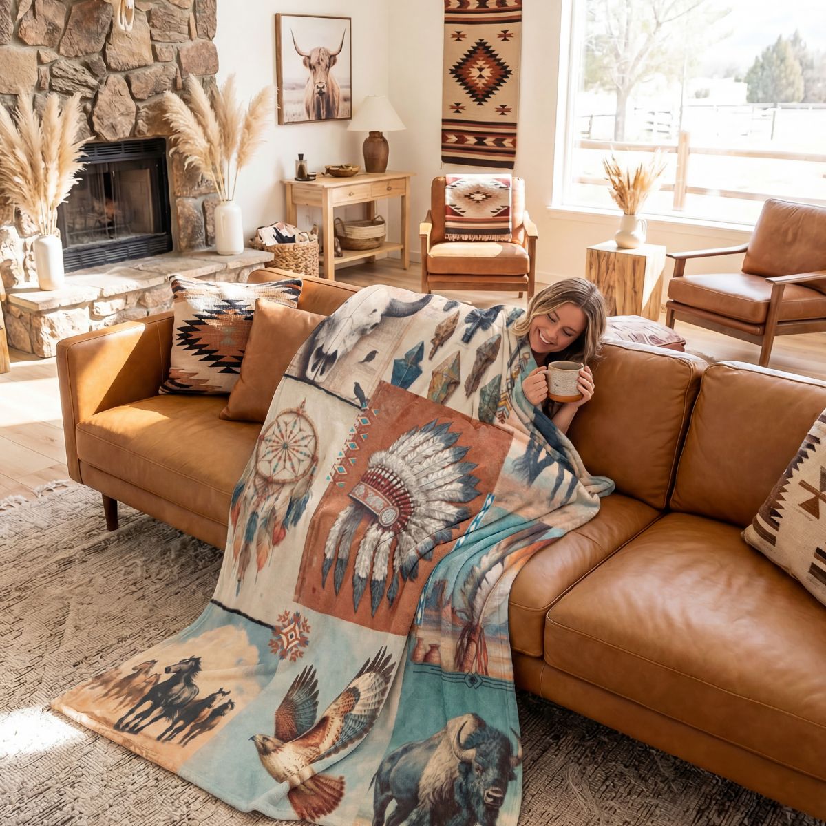 Bohemian Dreams Minky Soft Throw Blanket 60" X 80"