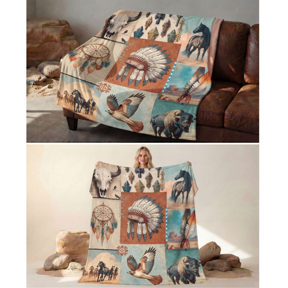 Bohemian Dreams Minky Soft Throw Blanket 60" X 80"