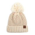 C.C Tweed Style Pattern Knitted Beanie Faux Fur Pom Pom Hat