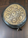 Canteen Western Crossbody Bag — Vintage Distressed Leather Tooled One Side + Hair-on-Hide Other Side (10.5")
