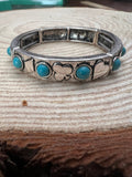 Playing Card Stretch Bracelet with Faux Turquoise Accents