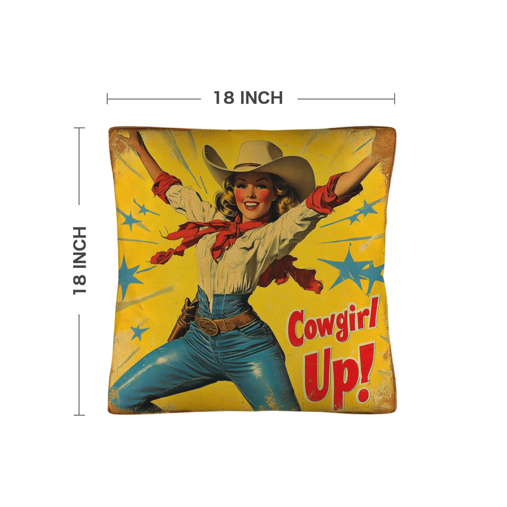 Vintage Cowgirl Up Throw Pillow Case 18 x 18