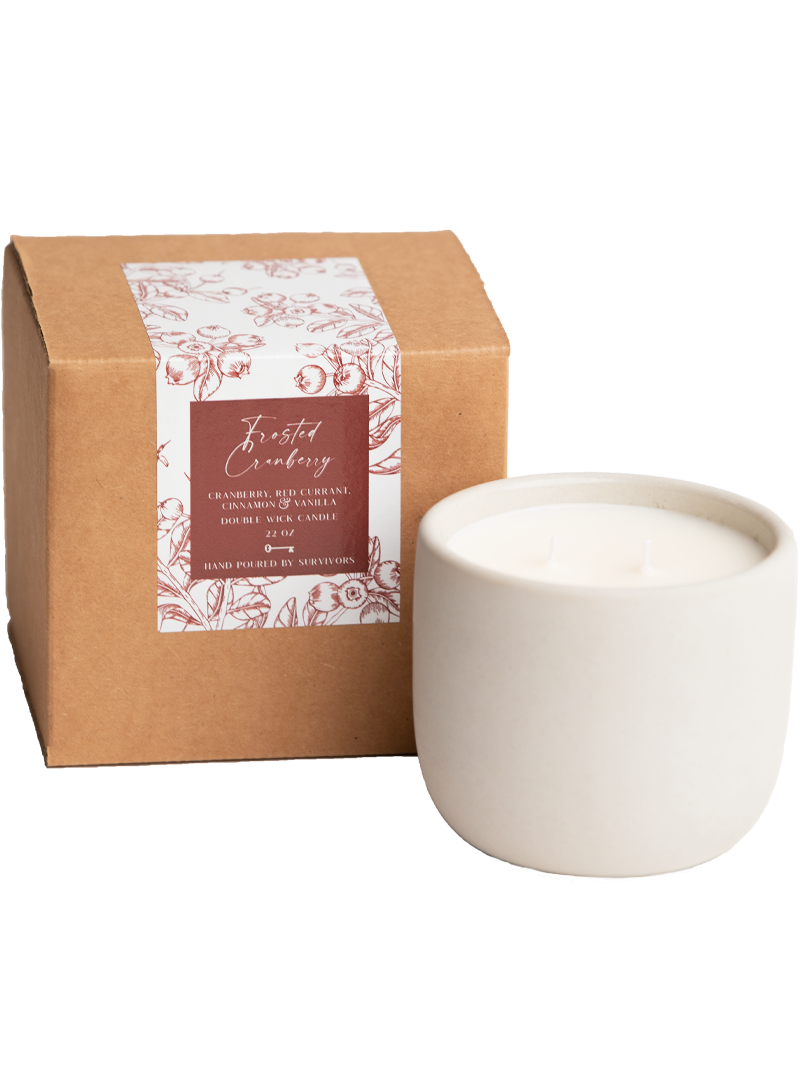 Frosted Cranberry Cement Candle 22 oz