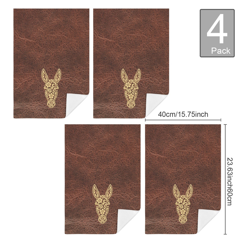 Ranch Tooled Donkey Set of 4 Kitchen Dish Towels