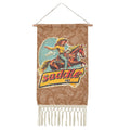 Saddle Up Western Wall Decor Linen Hanging Poster with Fringe