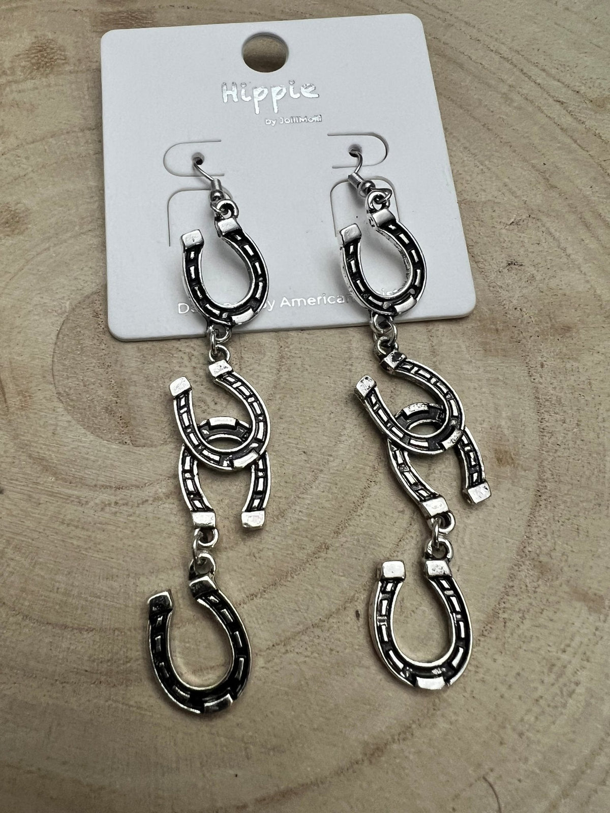 Western Horseshoe Dangle Earrings — Bold 3½" Statement Drop