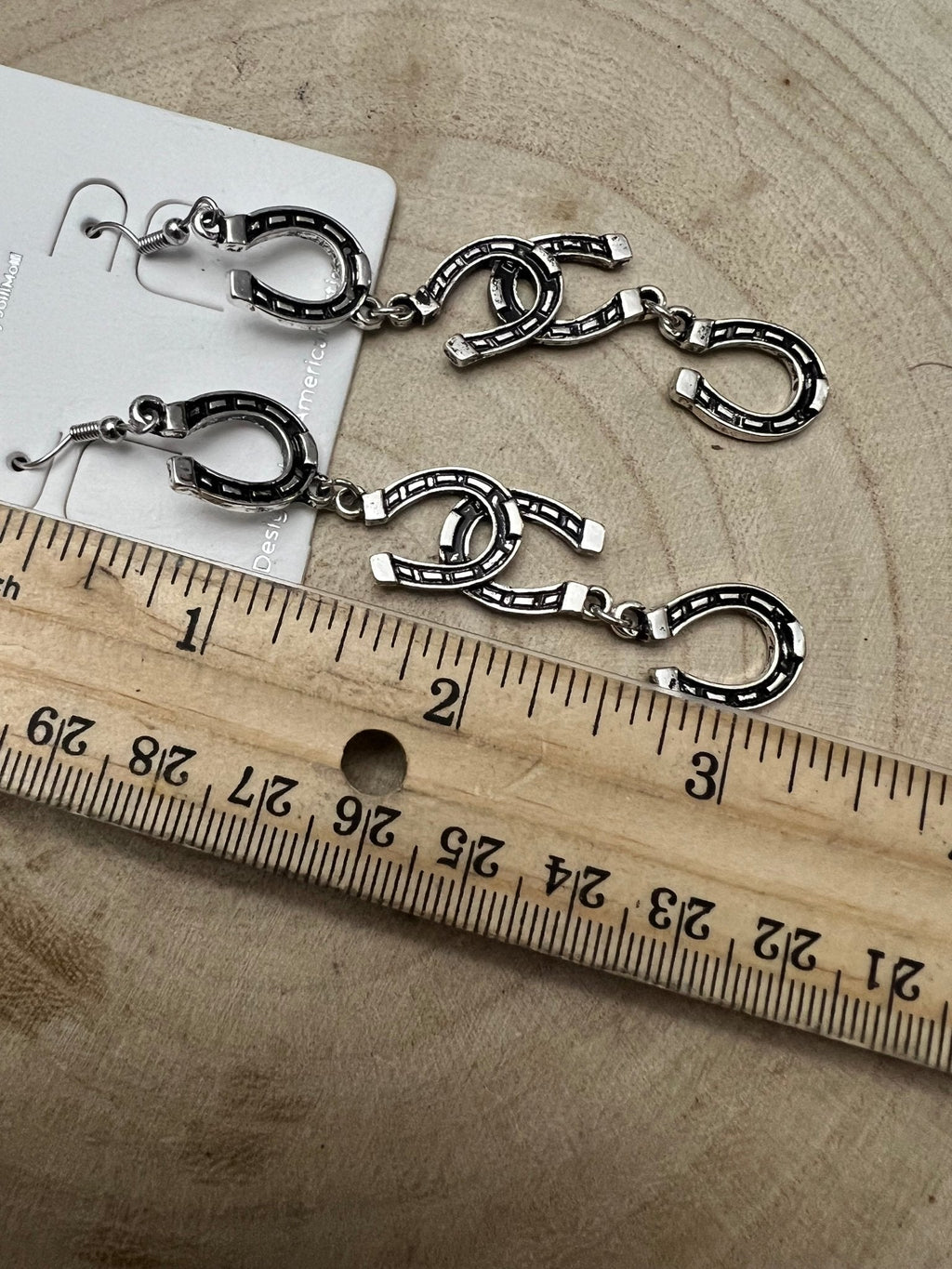 Western Horseshoe Dangle Earrings — Bold 3½" Statement Drop