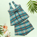 Teal Aztec Tankini & Boy Shorts Swim Set by Baha Ranch