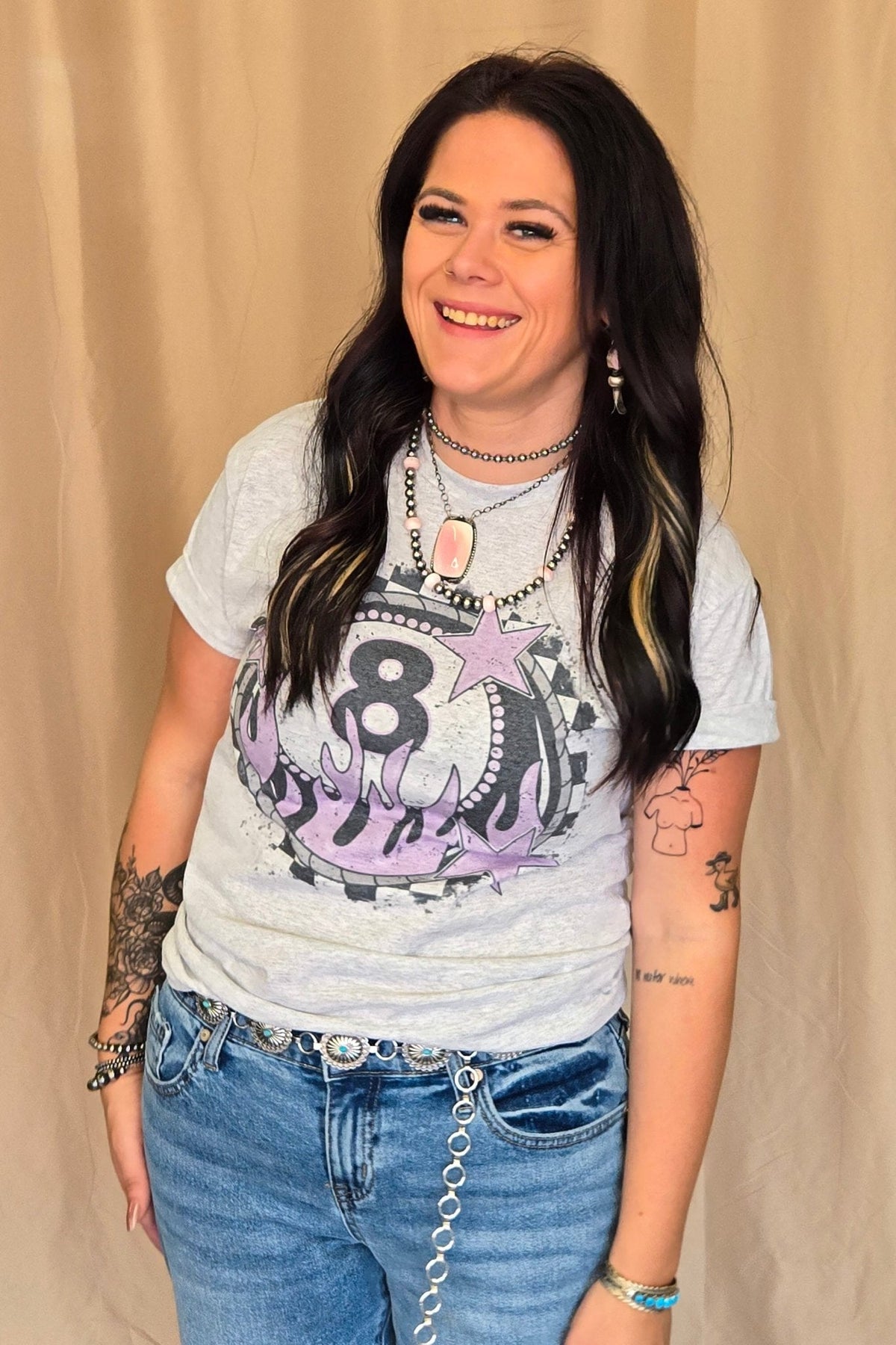 Flaming 8 Ball Western Graphic Tee — Jerzees Bold Retro Western Statement