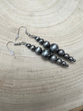 Graduated Western Faux Sterling Pearl Dangle Earrings — 2" Drop