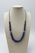 Lapis Necklace with Sterling Pearl & Hematite — 22 inch