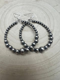 Graduated Sterling Pearl Hoops — 1 1/2" Drop with 4-6-8mm Graduated Sterling Pearl (Sterling Silver Hooks)