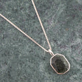 Hammered Green Seraphinite & Sterling Silver Pendant Necklace