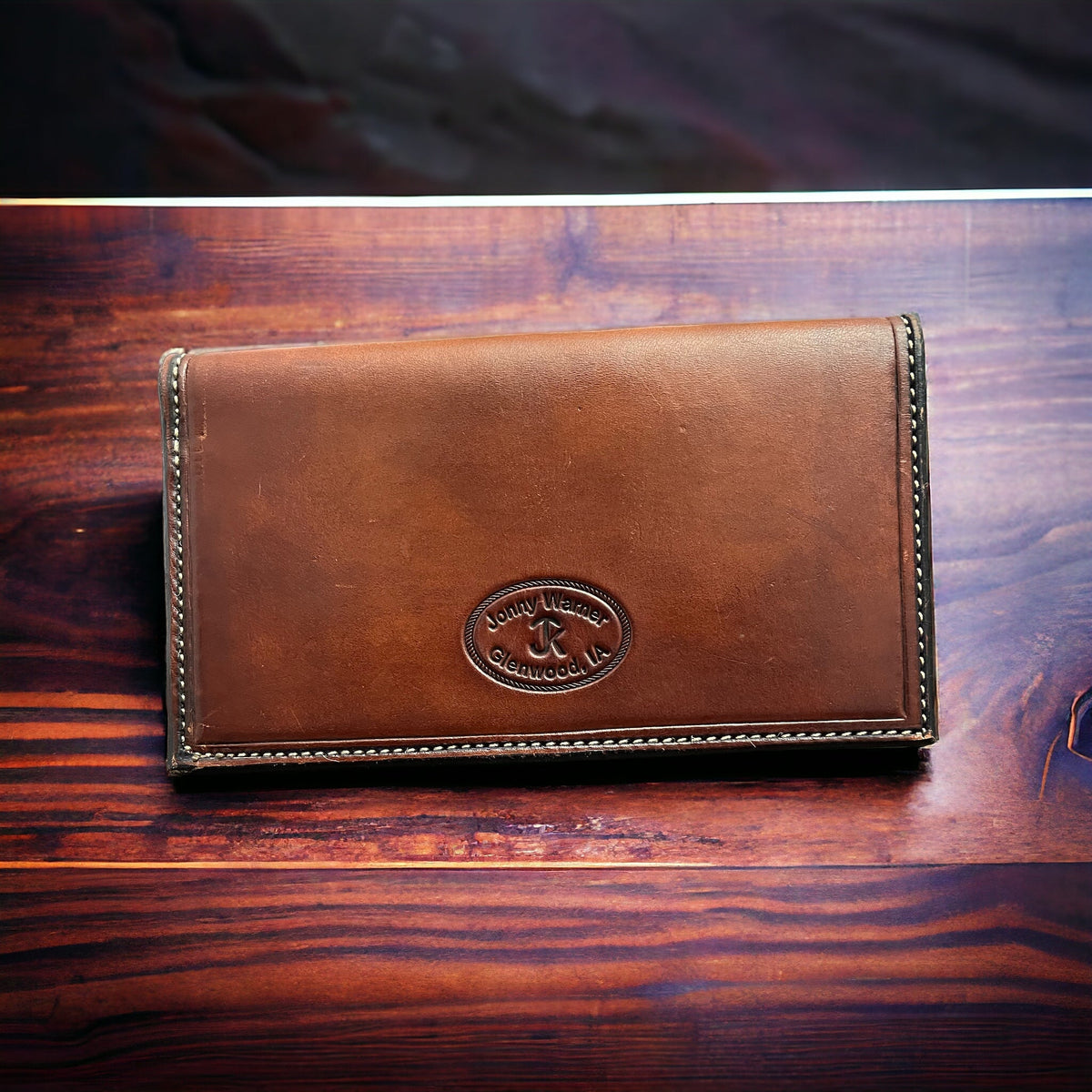 Hand-Tooled Genuine Leather Check Book Cover — JK Custom Leather Western Statement