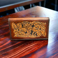 Hand-Tooled Genuine Leather Check Book Cover — JK Custom Leather Western Statement