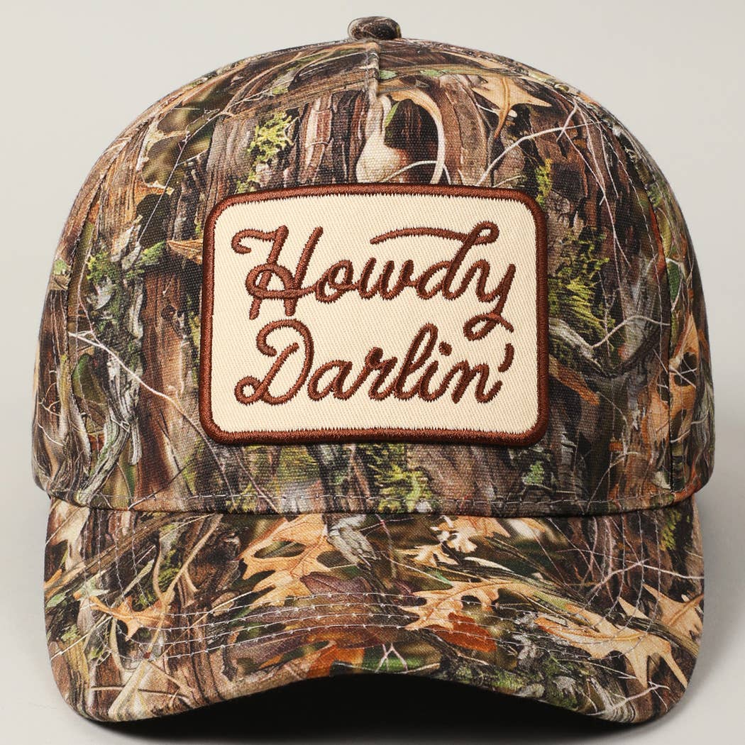 Howdy Darlin- Realtree Camo Patch Trucker Hat — 100% Cotton with Adjustable Snapback