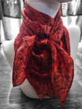 100% SILK 816 Red Tooled Leather Cowboy Western Neck Scarf Bandanna by Double B Wild Rags