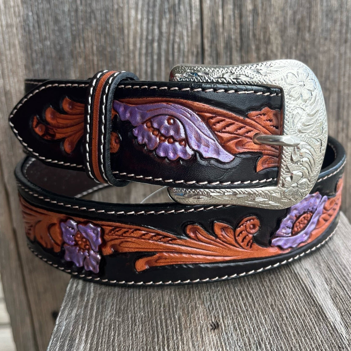 Lavender Painted Women's Belt by WFA