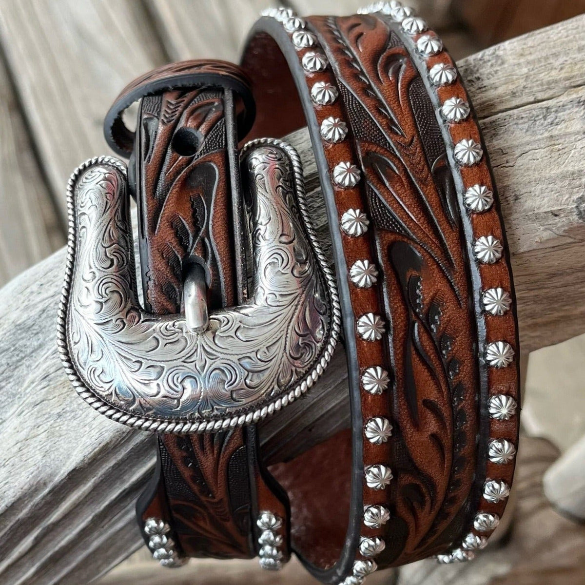 Floral Studded Women's Belt by Nocona