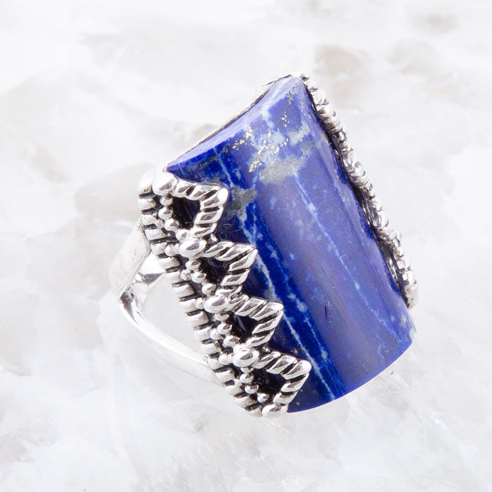 Blue Lapis Slice & Sterling Silver Ring