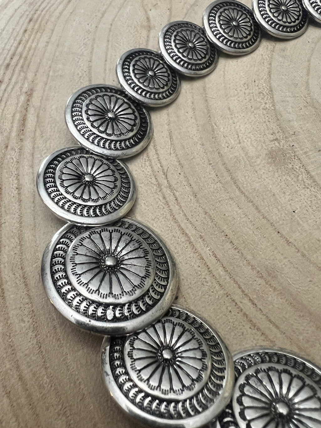 Overlapping Concho Necklace — 18 Inch Southwestern Statement