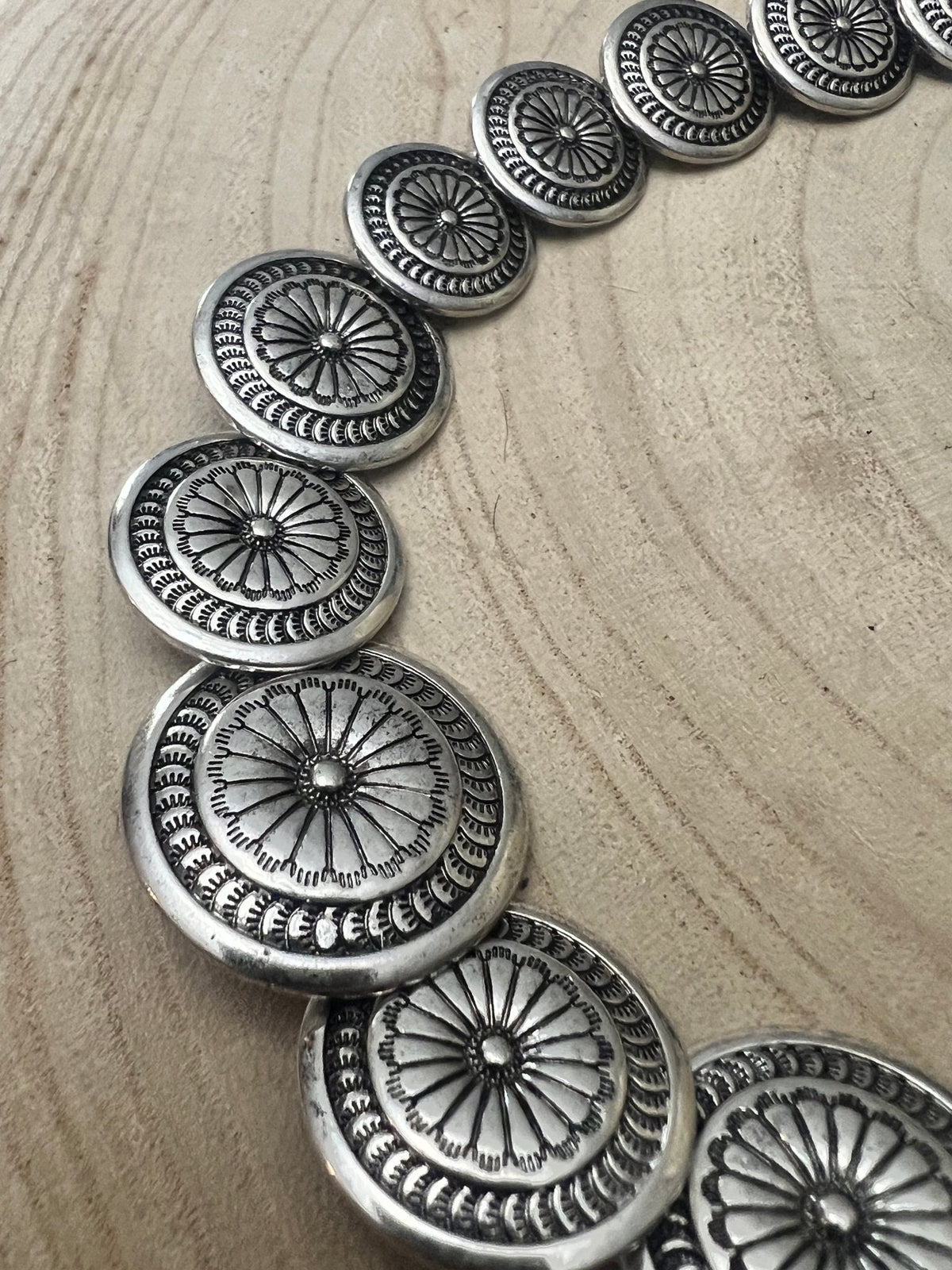 Overlapping Concho Necklace — 18 Inch Southwestern Statement