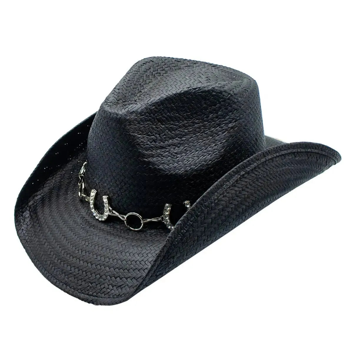 Armado Black Horseshoe Straw Cowgirl Hat by Peter Grimm