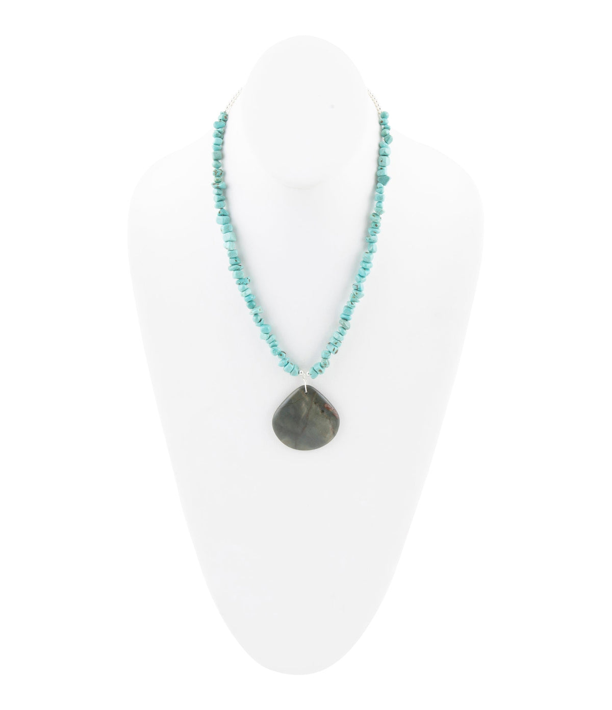 Pueblo Blue Turquoise Magnesite & Jasper Sterling Silver Necklace