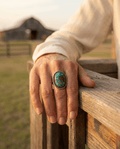 Randy Billy Navajo Sterling Silver Ring with Royston Turquoise — Size 10 (Larger 7/8" × 3/4")
