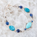 Regal Blue Turquoise & Apatite Sterling Silver Link Bracelet