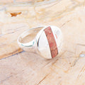 Signet Orange Sponge Coral & Sterling Silver Circle Ring