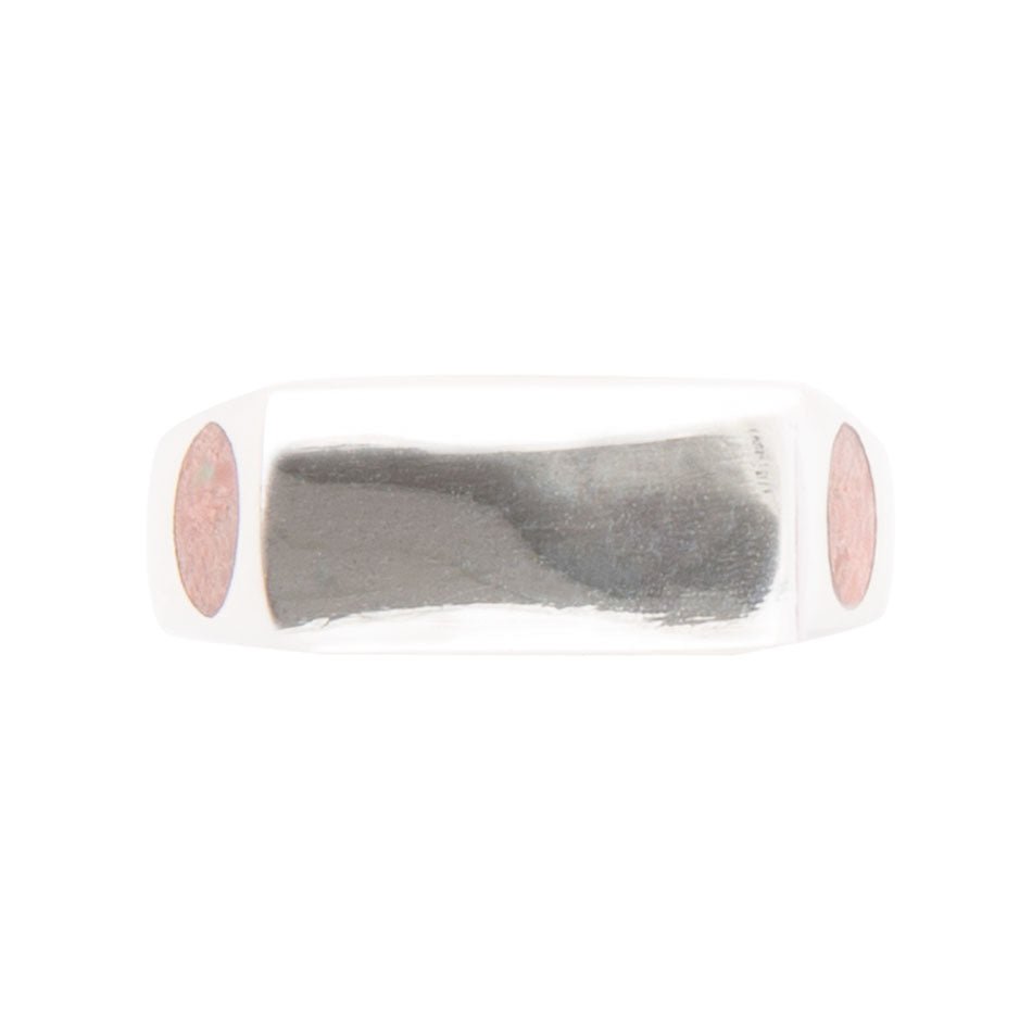 Signet Orange Sponge Coral & Sterling Silver In The Hole Ring