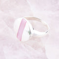 Signet Pink Opal & Sterling Silver Circle Ring