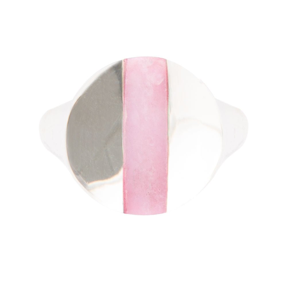 Signet Pink Opal & Sterling Silver Circle Ring