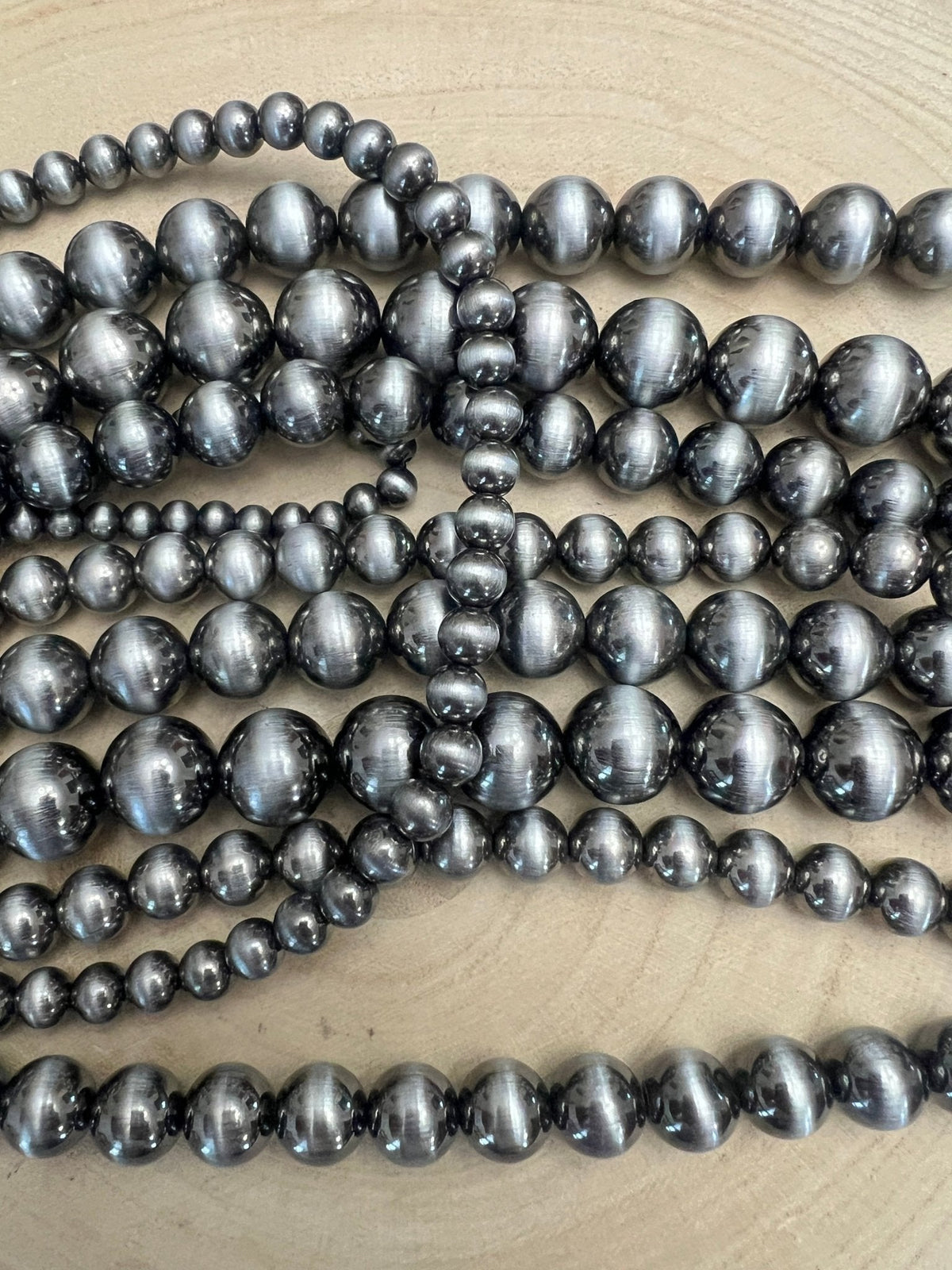 Six-Row Faux Sterling Pearl Statement Necklace — Single-Clasp Layered Set